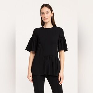 Stella McCartney Black Ruffle Hem Peplum Tunic  Top Size 40